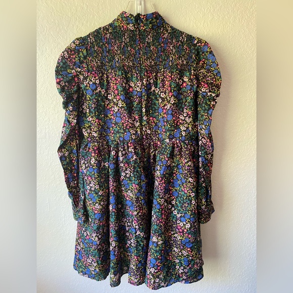 NWT Munthe Smocked High Neck Long Sleeves Mini Dress Puffy Black US 12 EU 44 - Picture 11 of 14